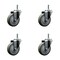 Service Caster 4'' Gray Polyurethane Wheel Swivel 7/16'' Grip Ring Stem Caster Set, 4PK SCC-GR20S414-PPUB-716138-4 - alternate 1